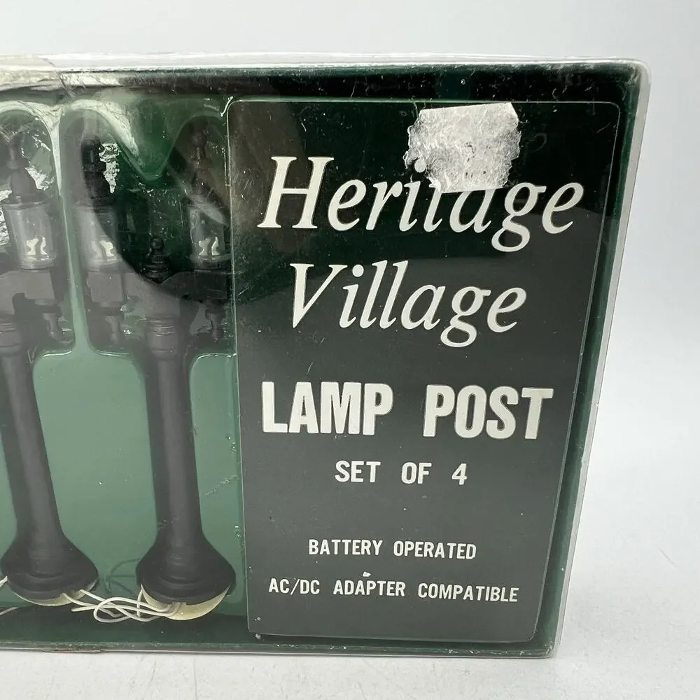 Department 56 Heritage Village Lamp Post Set 4 Battery Operated Black 3.5